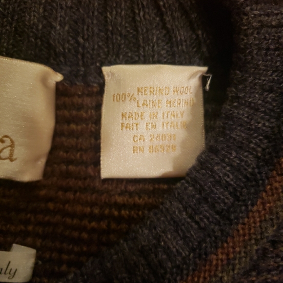 VIYELLA Men’s Sweater Rare 100% Merino Wool Multicolored Large Made In Italy - Picture 3 of 5